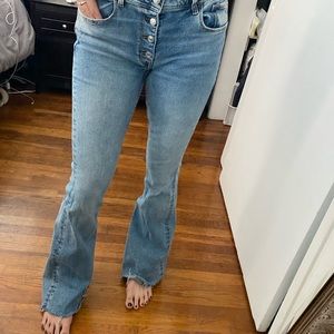 Distressed flare jeans